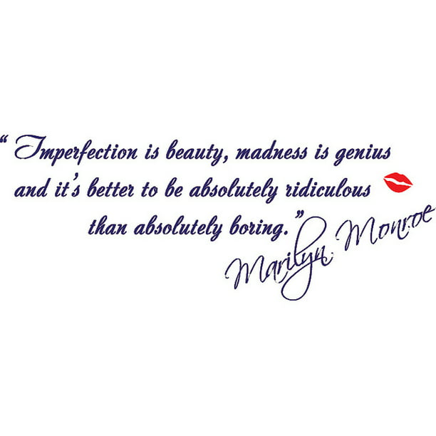 Marilyn Monroe Vinyl Wall home Decal Art Quote IMPERFECTION IS BEAUTY..